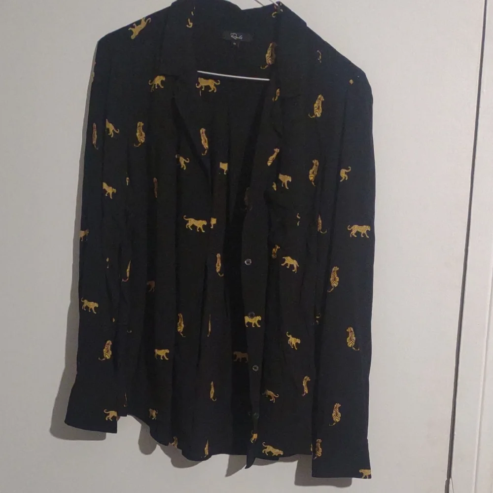 Rails Black Top with Gold Tiger Print - Picture 1 of 5